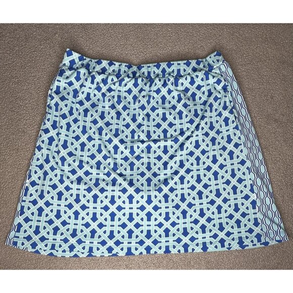 Susan Graver Skort Womens Small Blue Geometric Pull On Stretch Built In Shorts - Picture 1 of 10